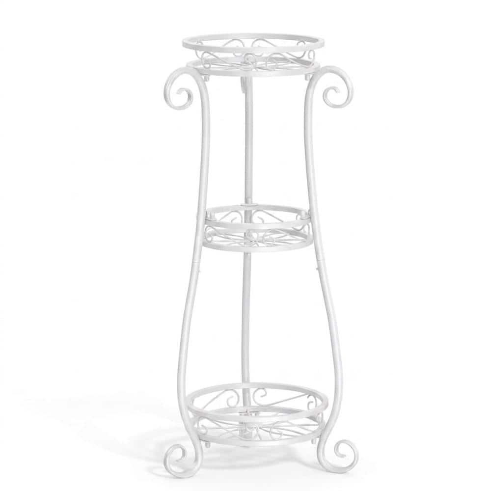 "White 34"" 3 Tier Metal Corner Plant Stand Indoor Outdoor Patio Office" price history on PriceWatchPro