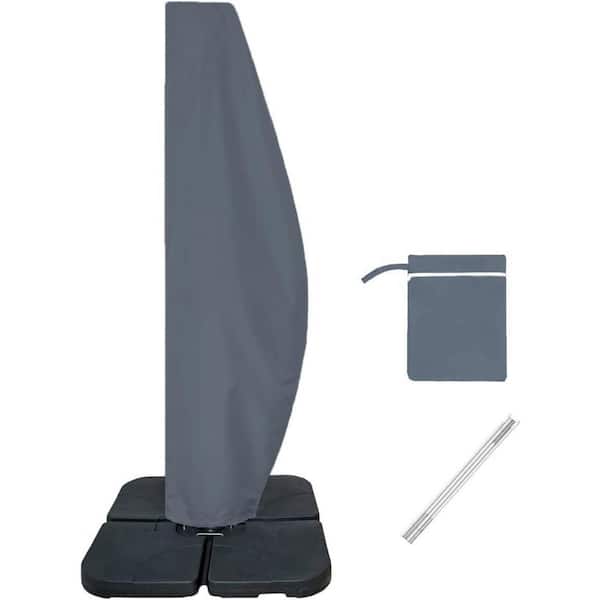 Dyiom 12 ft. to 14 ft. Umbrella Cover for Patio Umbrellas Waterproof and Durable Market Umbrella Cover with Zipper & Rod, Gray