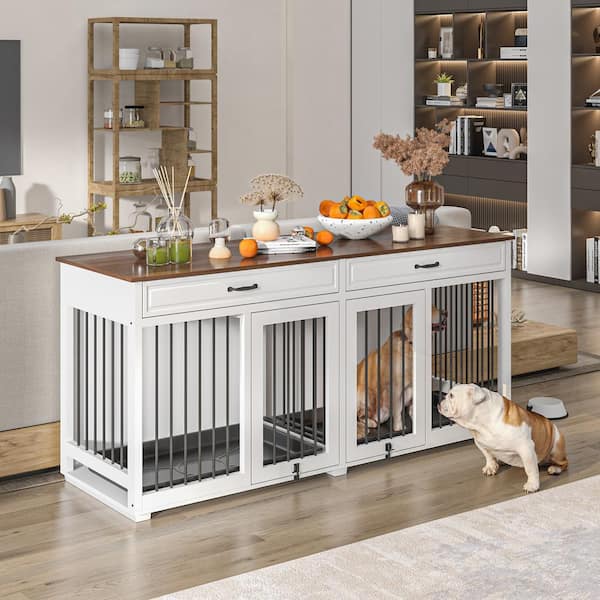 Furniture Style Dog Crate, TV Stand Dog Kennel Indoor, Large Dog Bed for  Two Dogs, Removable Divider and 2 Drawers, for Small Medium Large XL Dog