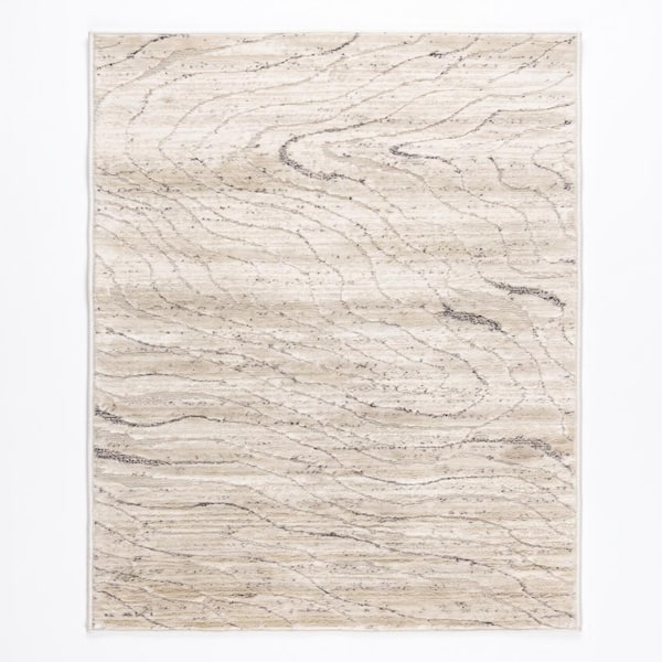 Velora Abstract Washable Indoor Doormat Rug 2' x 5' Beige Modern Doormat Rug, Stain-Resistant Carpet