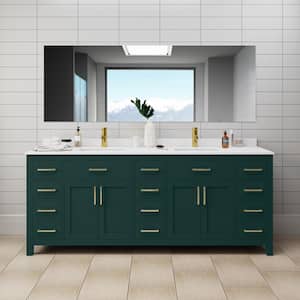 Beckett 84 in. W x 22 in. D x 35 in. H Double Sink Bathroom Vanity in Green with White Cultured Marble Top