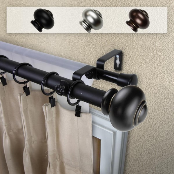 Rod Desyne Dani 1 in. Double Curtain Rod 66 in. - 120 in. in Black