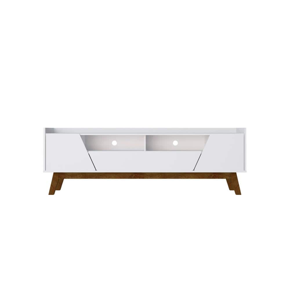 Manhattan Comfort Marcus White Mid Century Modern TV Stand Fits TVs Up   White Manhattan Comfort Tv Stands 261bmc6 64 1000 