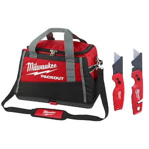 20 in. PACKOUT Tool Bag with Fastback Folding Utility Knife Set (2-Pack)
