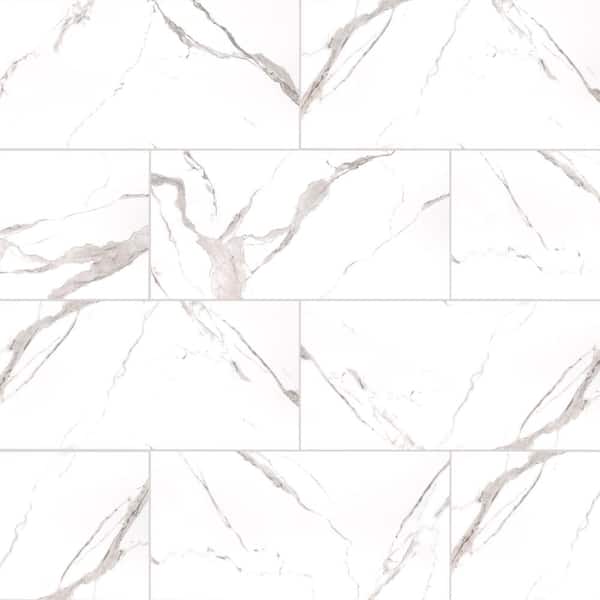 Ader Tegal 24 in. x 48 in. Polished Porcelain Marble Look Floor and Wall Tile (16 sq. ft./Case)