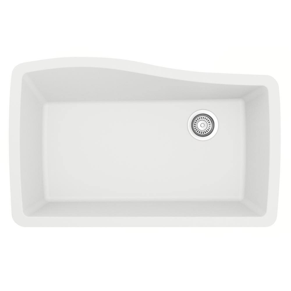 White Quartz Composite Single Bowl Undermount Kitchen Sink