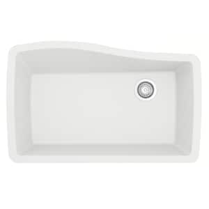 Undermount Quartz Composite 33 in. Single Bowl Kitchen Sink in White