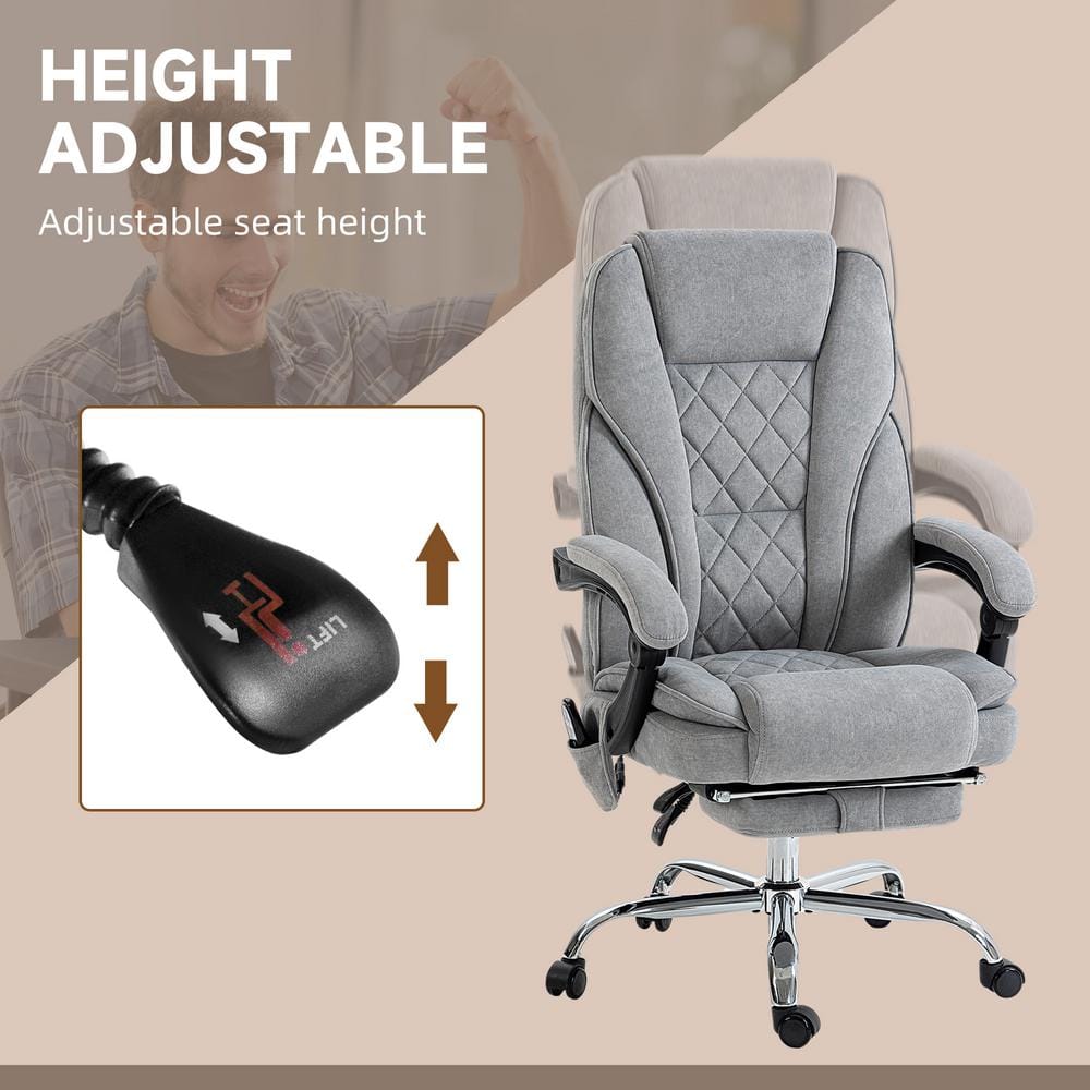 Gray PU Leather Executive Swivel Massage Office Chair with Footrest