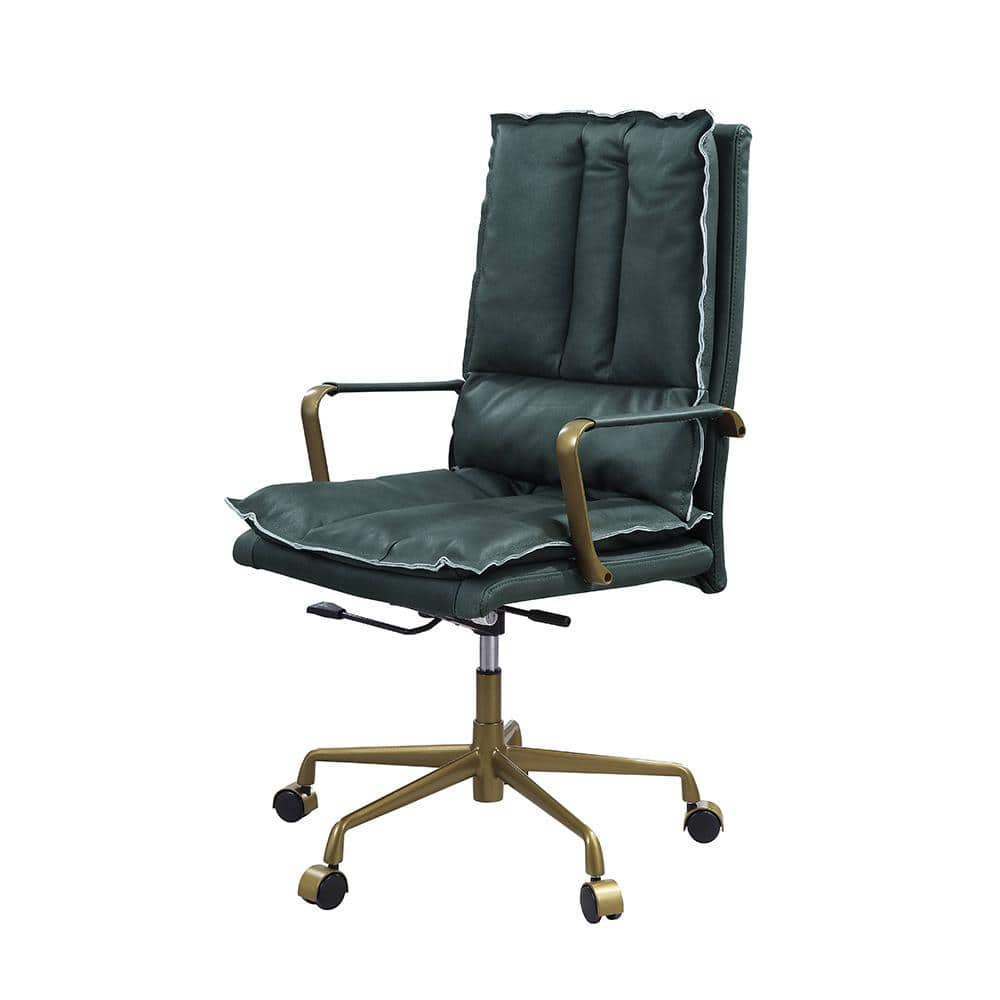 Acme Furniture Tinzud Dark Green Top Grain Leather Leather Office Chairs  93166 - The Home Depot