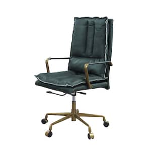 Tinzud Dark Green Top Grain Leather Leather Office Chairs