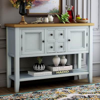 46 in. L White Wood Rectangle Console Table with Bottom Shelf