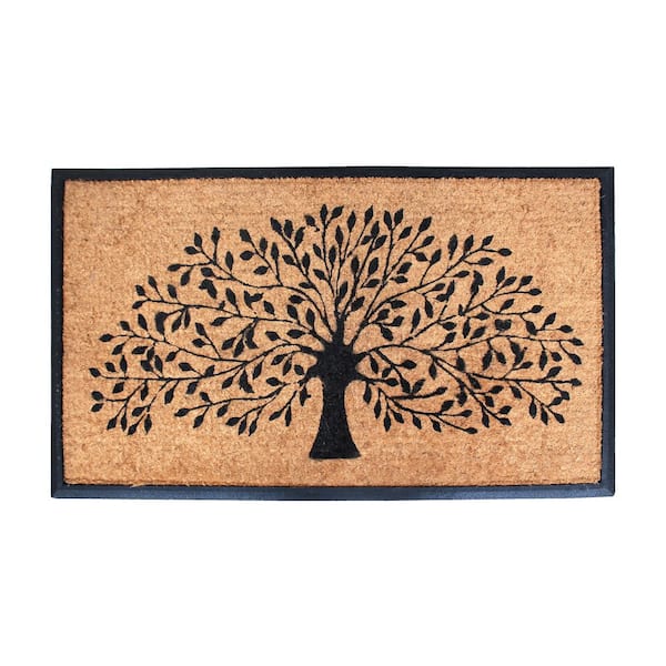 Unbranded A1HC Flocked Hand Crafted Shedding Tree 30 in. x 48 in. Coir Double Border Non-Slip Outdoor Door Mat