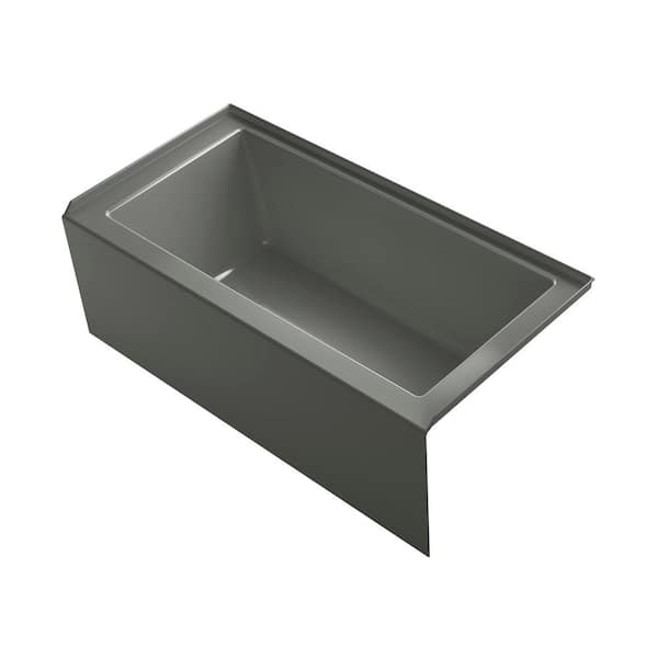 KOHLER Underscore 60 in. x 30 in. Soaking Bathtub with Right-Hand Drain in Thunder Grey