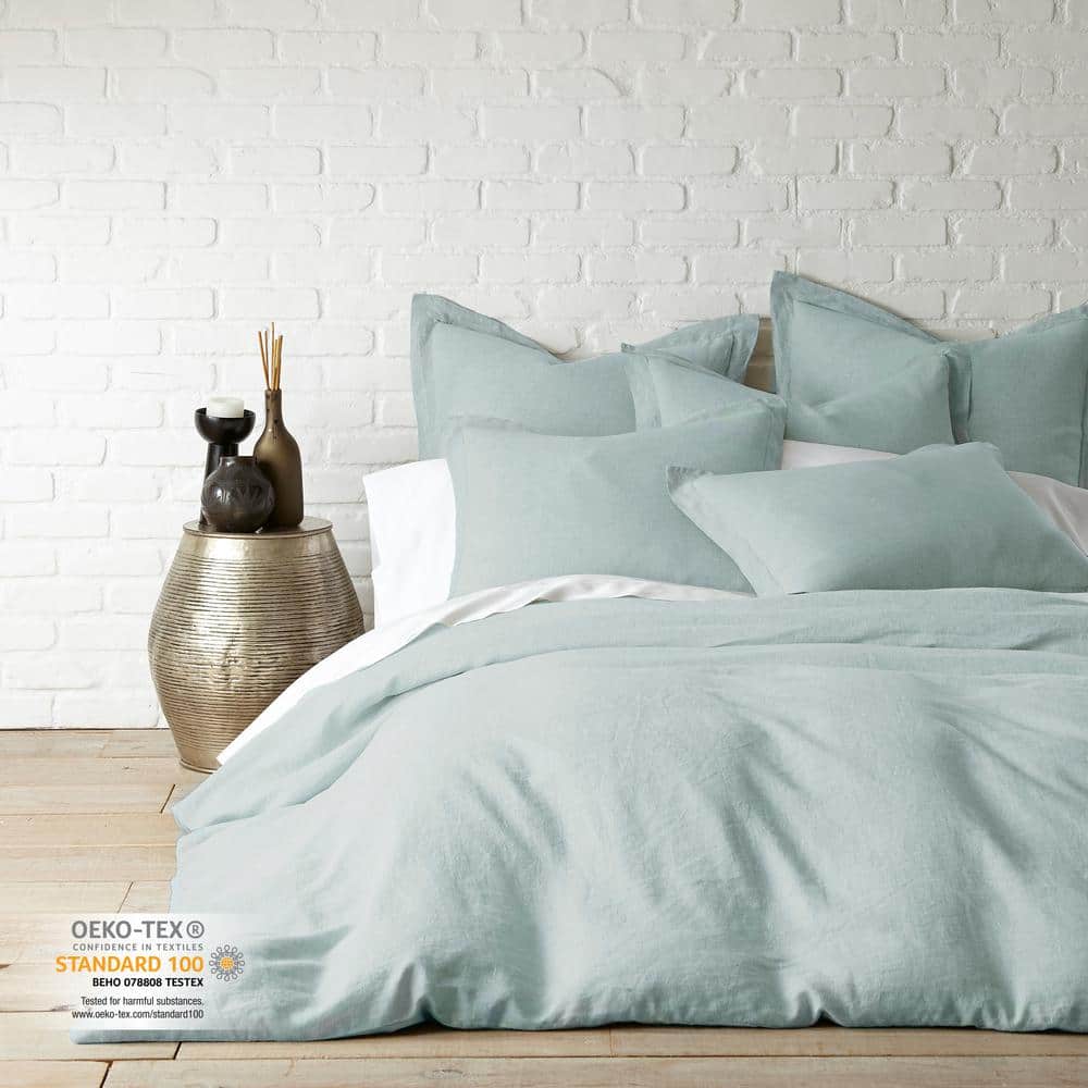 Blue Cotton Standard Sham with Triangle Flap Closure