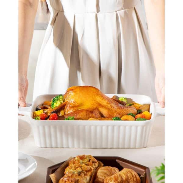 JFVKAF Bake-bake 4.4 QT Rectangular Deep Ceramic Casserole Baking