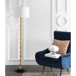 Kolten 60.5 in. Antique Brass/Gold Floor Lamp with Off-White Shade