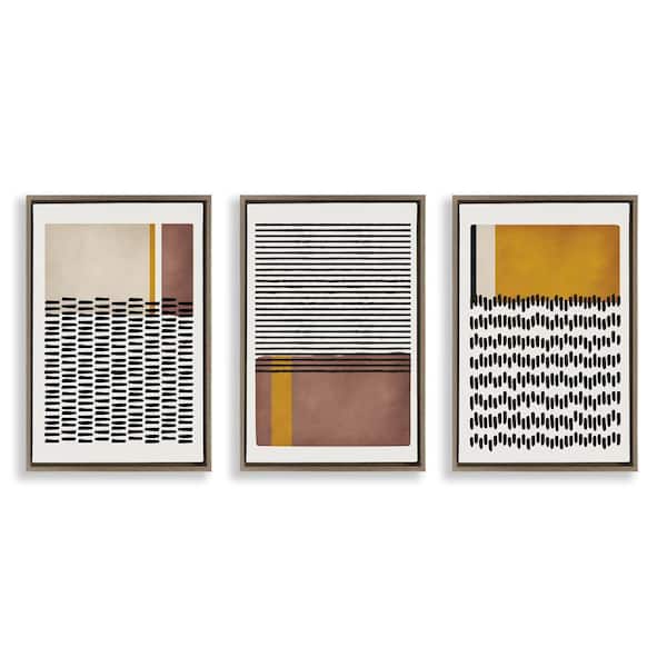 Stupell Industries Natural Pattern Abstract by JJ Design House, LLC. 3 Piece Brown Floater Frame Abstract Graphic Art Print 25 in. x 17 in.
