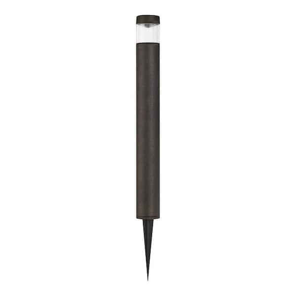 Hampton Bay Helena 19 Lumen 20 in. LED Low Voltage Hardwired Millennium Black Outdoor Bollard Light with Clear Glass