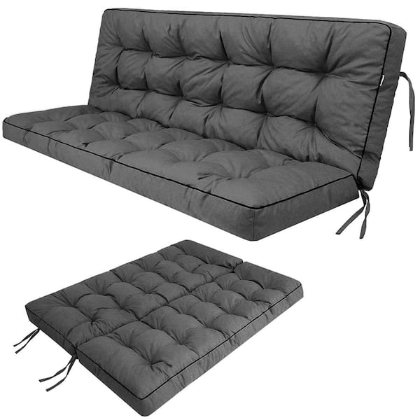 YLLN 63 x 40 in. Outdoor Swing Cushions, Porch Swing Cushion Replacement with Backrest, Waterproof Swing Cushion Dark Gray