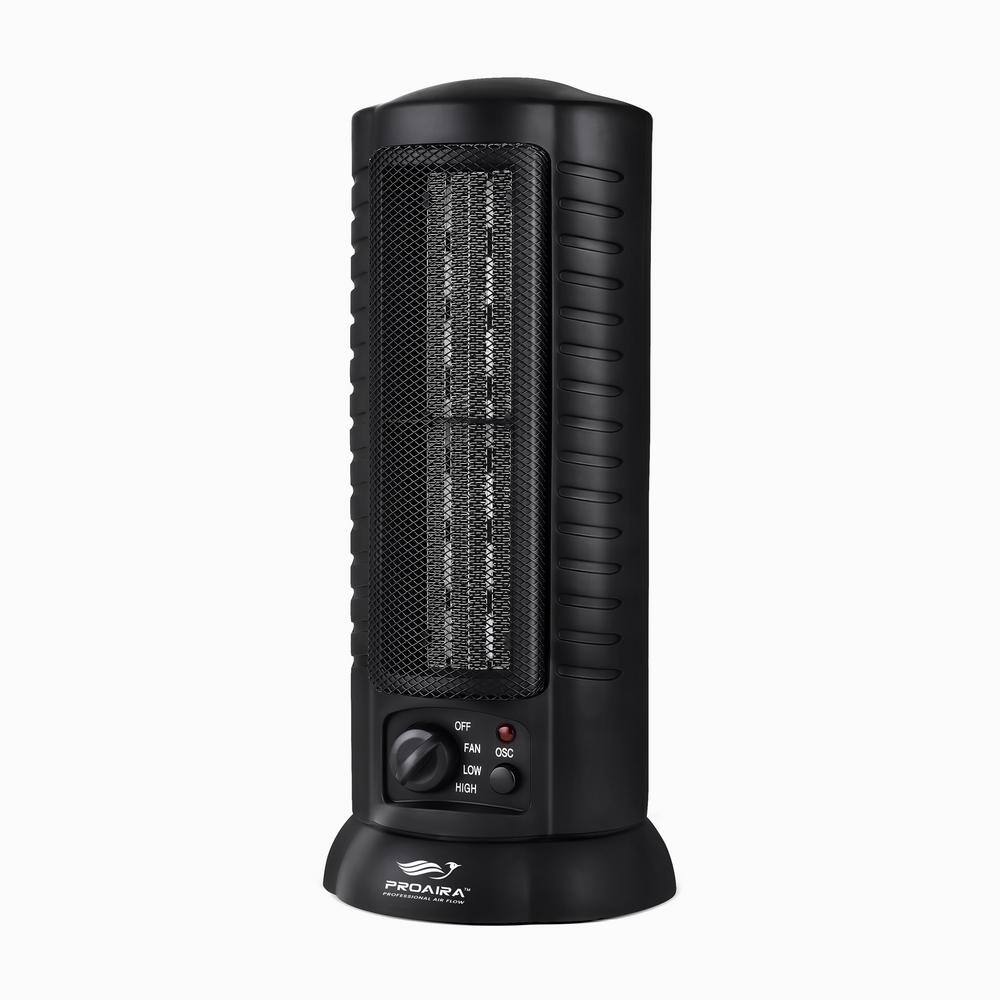 Proaira Black Ceramic Electric Tower Space Heater with Thermostat