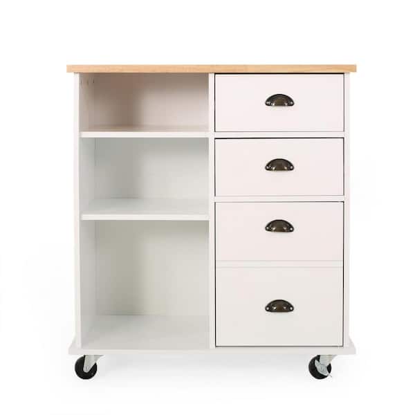 ANTFURN White Kitchen Cart with Drawers;Shelf;Wheels
