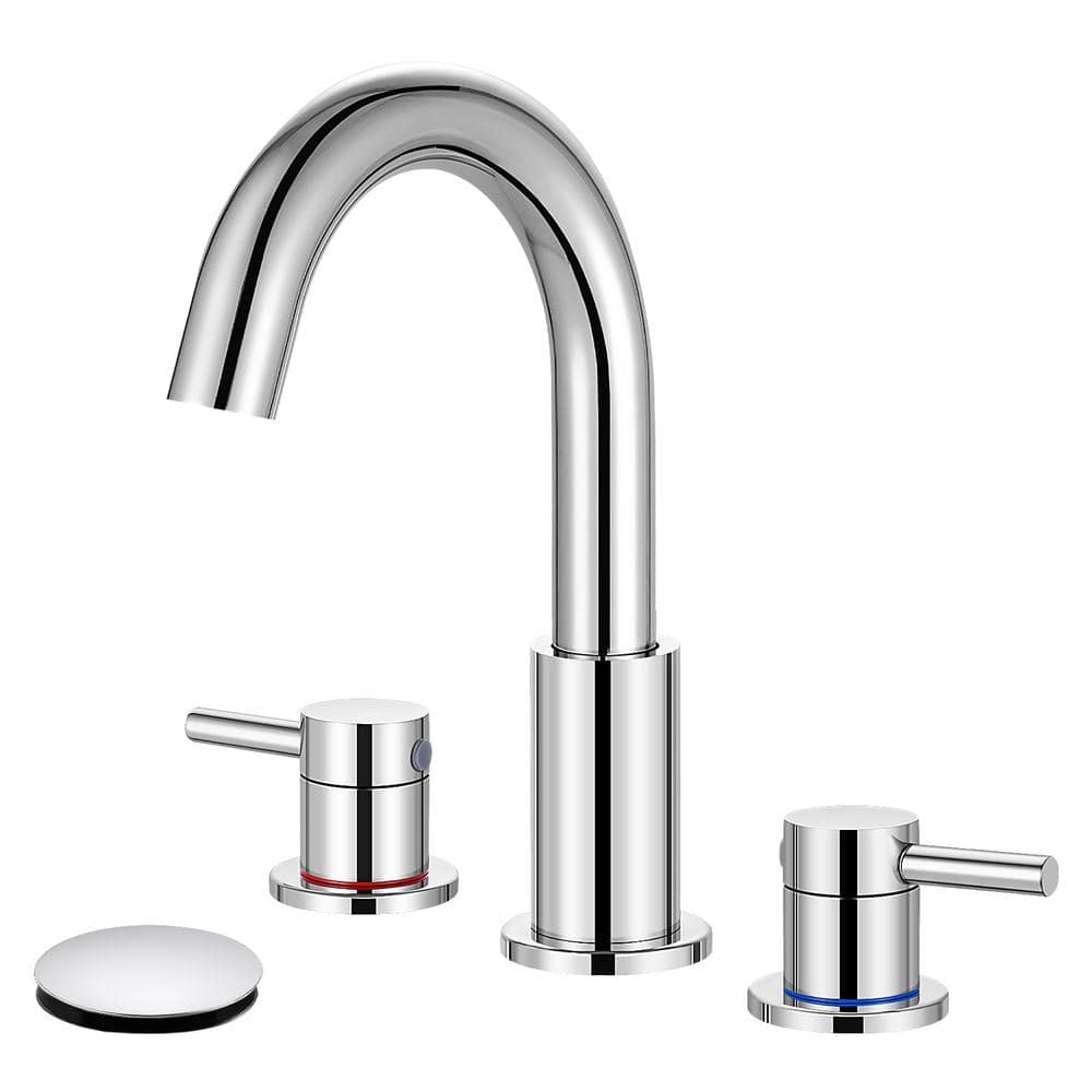 8 in. Widespread 2-Handle High Arc Bathroom Faucet with Pop-up Drain and 36