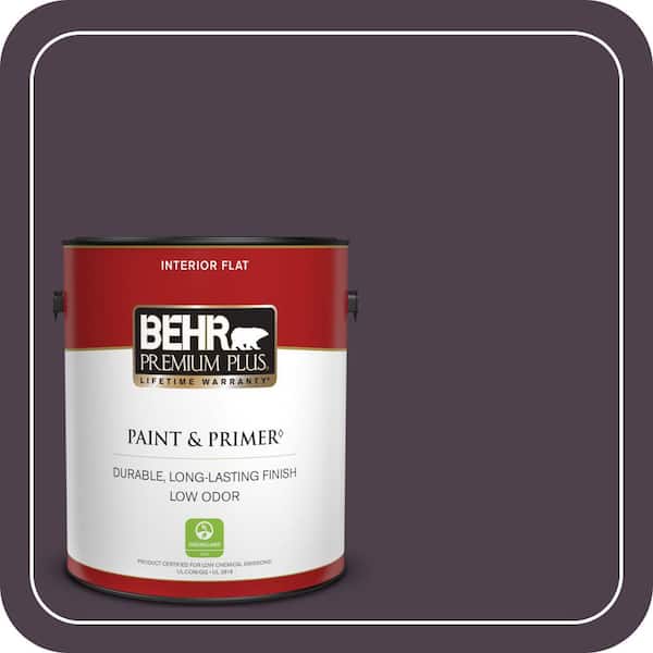 BEHR PREMIUM PLUS 1 gal. #T13-10 Plum Orbit Flat Low Odor Interior Paint & Primer