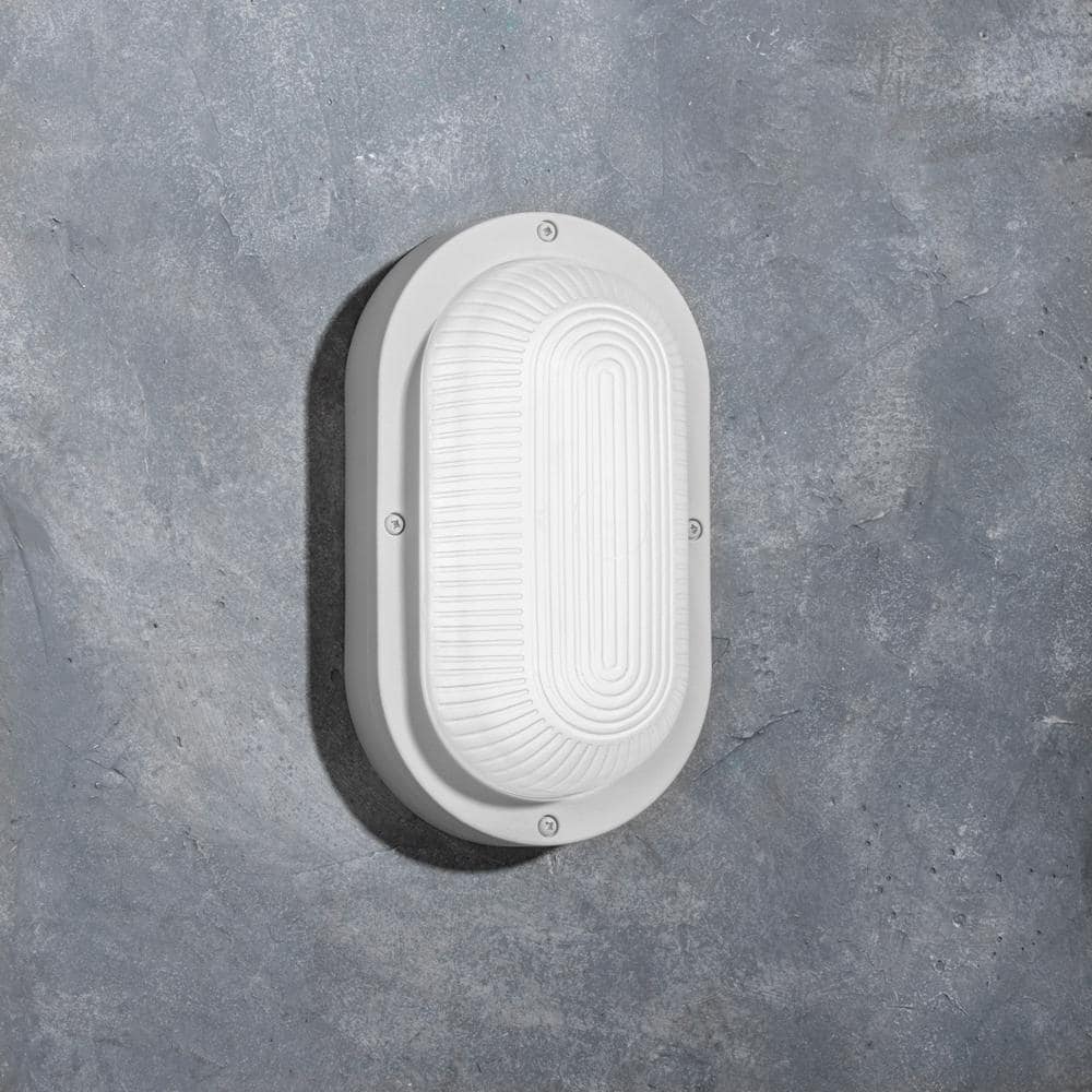 White Oval Plastic Outdoor Bulkhead Wall Lantern