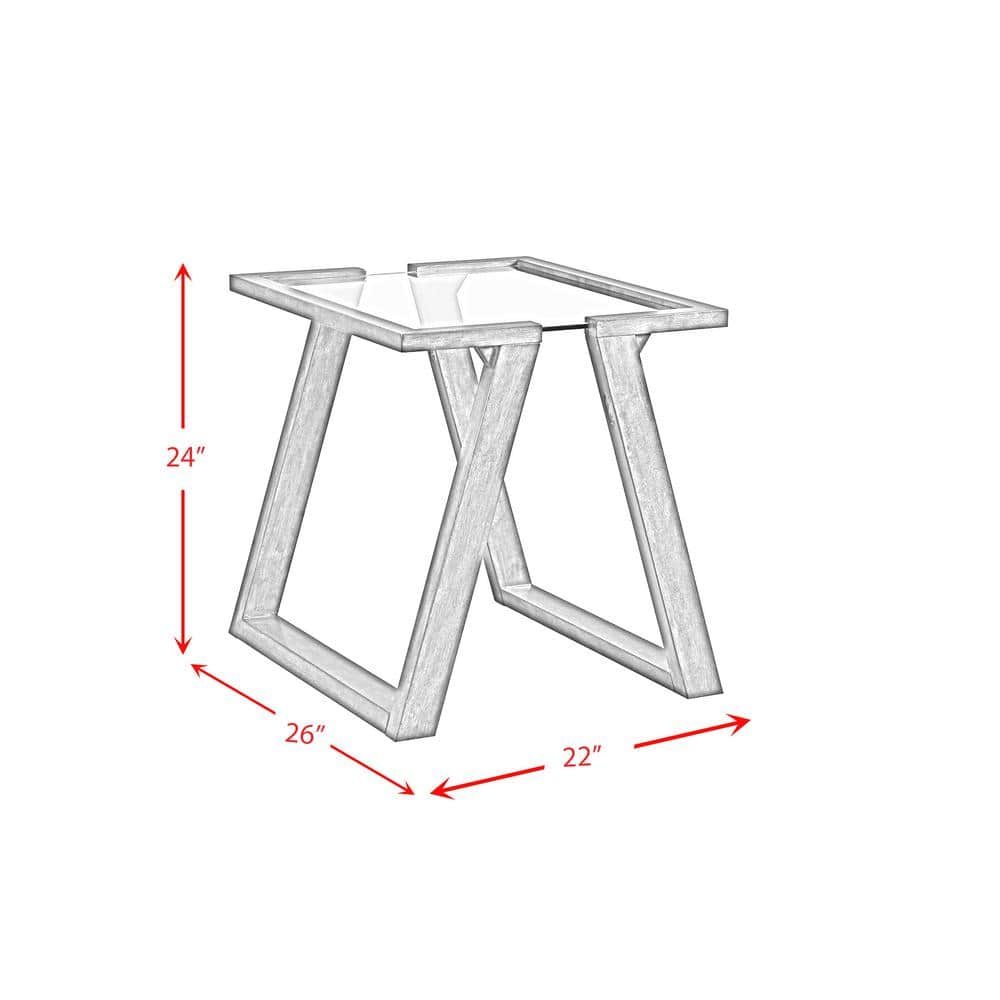 Transitional Dark Espresso Square End Table with Glass Top