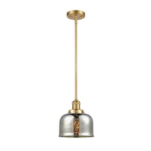 Bell 1-Light Satin Gold Bowl Pendant Light with Silver Plated Mercury Glass Shade