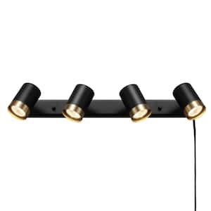 Minimalist 1.8 ft. Matte Black Plug-In Indoor Track Lighting Kit with Step Heads