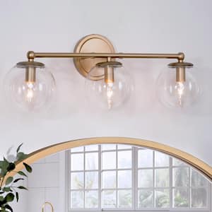 Uolfin Modern Circle Bathroom Vanity Light 3-Light Brass Gold Round ...