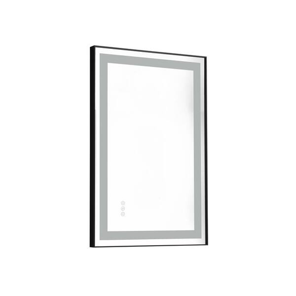 taholi 24 in. W x 36 in. H Medium Rectangular Aluminium Framed Wall Bathroom Vanity Mirror in Matte Black
