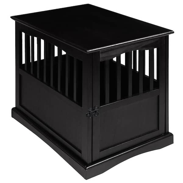 Casual Home Small Black Pet Crate End Table with Gate