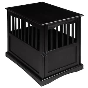 Small Black Pet Crate End Table with Gate