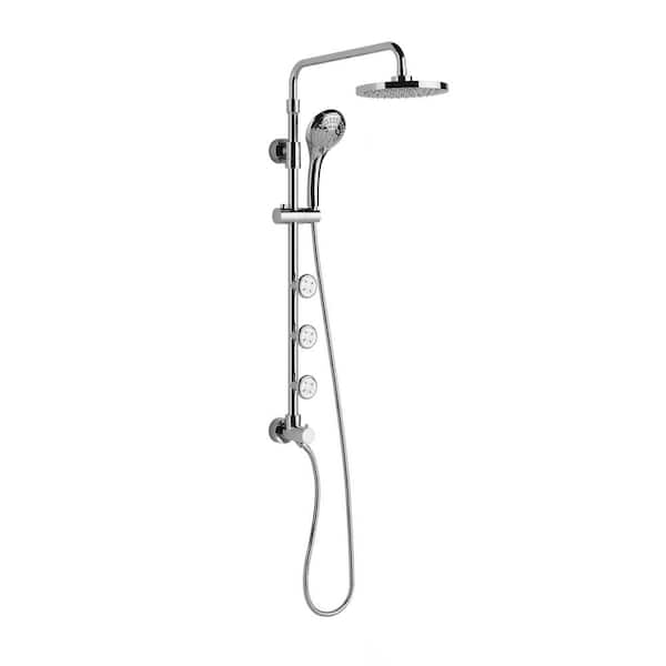PULSE Showerspas 5-Spray Patterns 1.8 GPM 8 in. Wall Mount Dual Shower Heads in Chrome