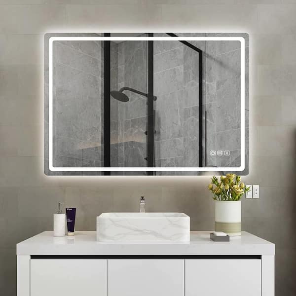 DESwan 39 in. W x 27.5 in. H Frameless Rectangular LED Light Bathroom Vanity Mirror