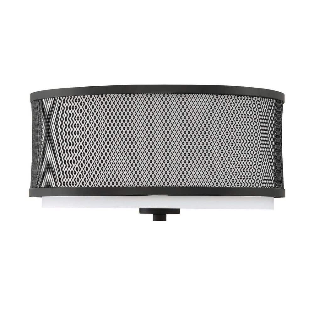 Matte Black Drum 3-Light Flush Mount Ceiling Light