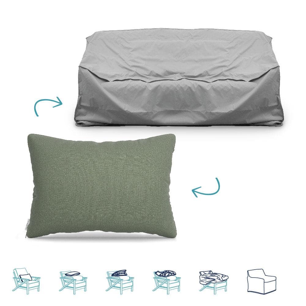 Pillow-To-Cover 16 in. x 24 in. Cast Sage Pillow Sofa Cover