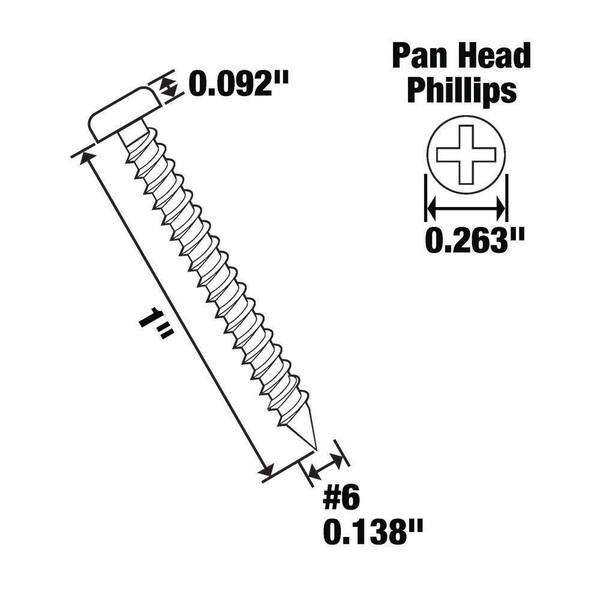 thumbnail image 2 of 1300pcs #6 X 1 Inch Pan Head Phillips Sheet Metal Screws – Type A Zinc Plated 2 of 3