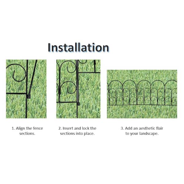 Vigoro Chelsea 16 in. H x 18 in. W Black Garden Fence 51039 - The