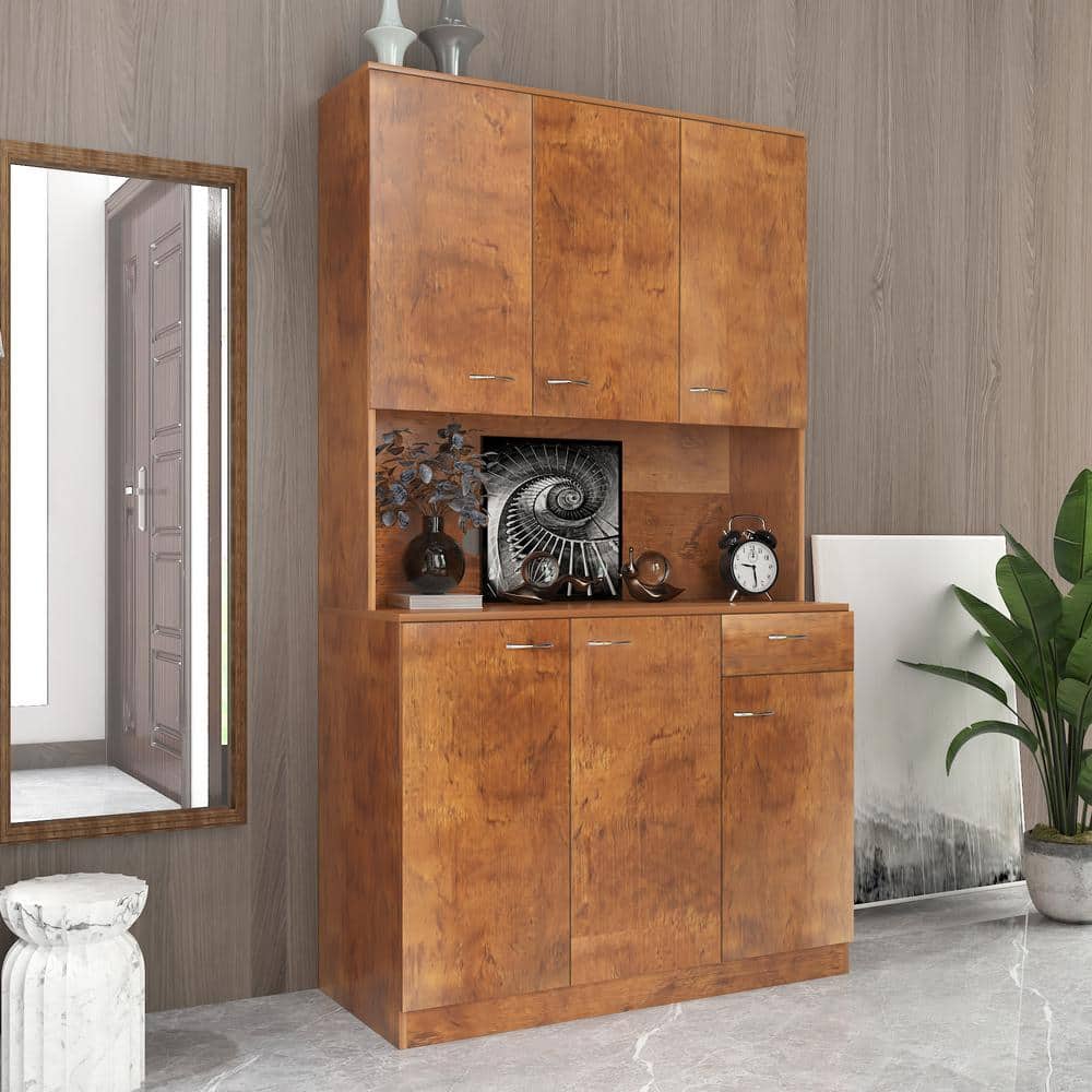Walnut 71" Hinged Door Cabinet with Drawer and Shelves