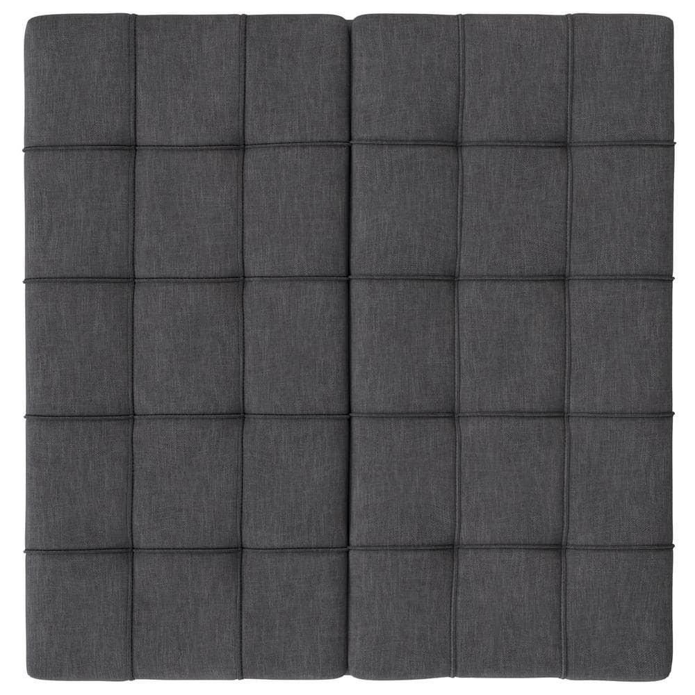 Slate Grey Tufted Lift-Top Storage Cocktail Ottoman