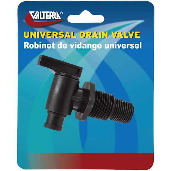 Valterra Universal Drain Valve - Threaded, Black (Carded)