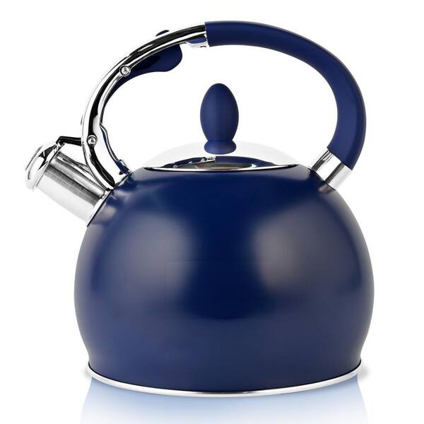 2.64 qt. 10-Cup Whistling Stainless Steel Teakettle with Cool Touch Ergonomic Handle, 1-Silicone Pinch Mitt Included
