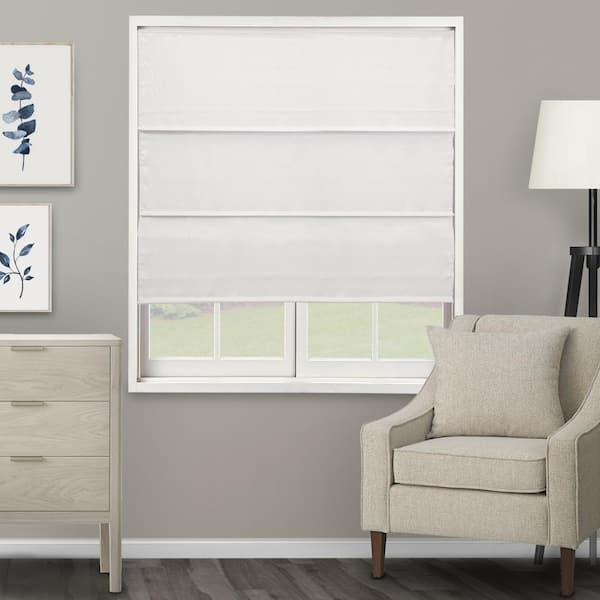Chicology Ridgewood Ultra White Cut-to-Size Cordless Light Filtering Privacy Polyester Roman Shade 27 in. W x 72 in. L