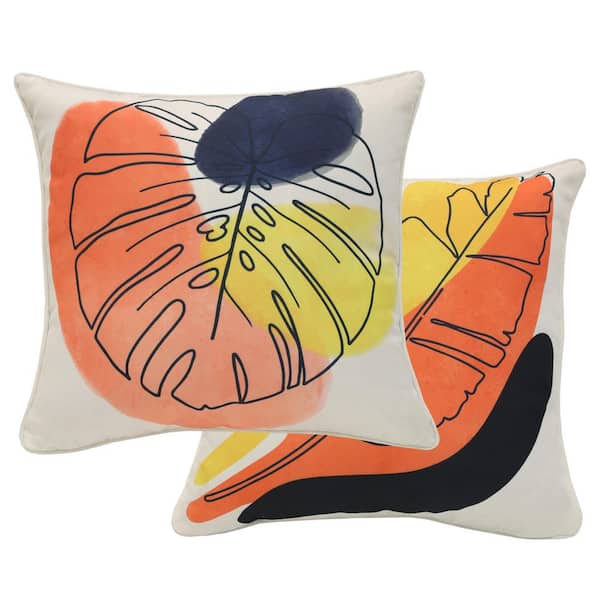 Outdoor Banana Leaf Multi Print Throw Pillow 18 x 18-Includes 1-Throw Pillow