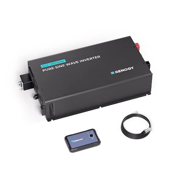 Renogy 3000W 12V Pro Pure Sine Wave Inverter 12V DC to 110V 120V AC Built-in Bluetooth Ecosleep Mode with Remote Controller