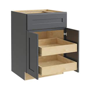 Newport Deep Onyx Plywood Shaker Assembled Base Kitchen Cabinet 2 ROT Soft Close 24 in W x 24 in D x 34.5 in H