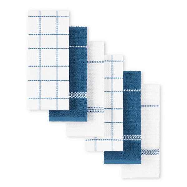 Modern Waffle Navy Blue Waffle Cotton Kitchen Towel Set (6-Pack)
